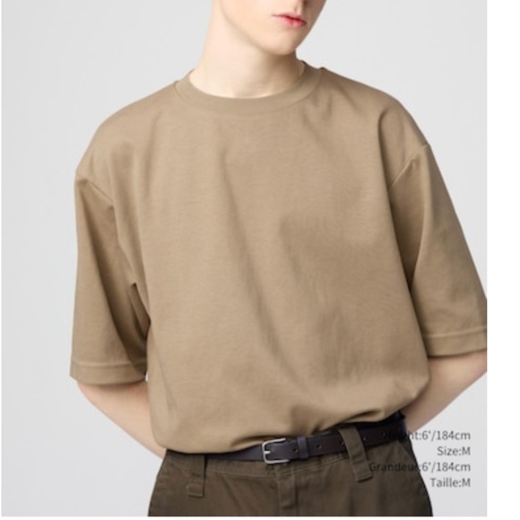 Uniqlo U Airism Oversized T-Shirt in Tan brown - L - Picture 1 of 11